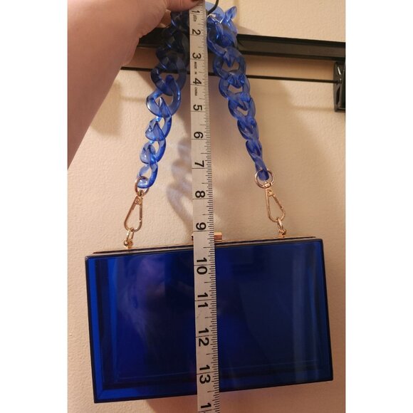 Acrylic Clear Blue Box Purse - Picture 6 of 6